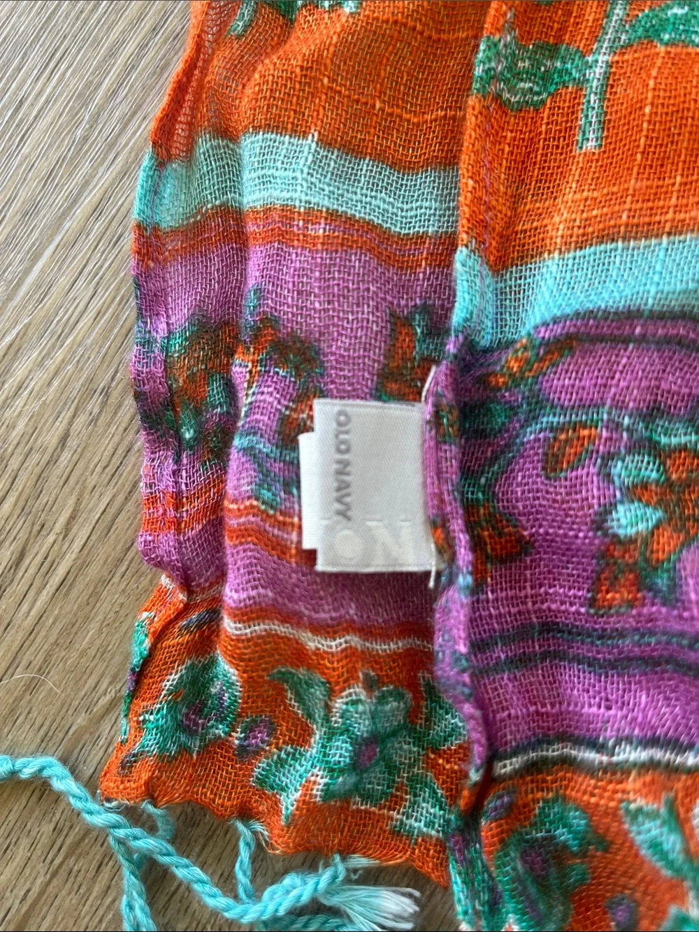 Old Navy Purple, Orange & Teal Floral Stripe Scarf